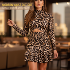 💖💖2026 neuestes Modell, 51 % Rabatt für begrenzte Zeit🔥🔥Minikleid mit Leopardenmuster und Raffungen für Damen