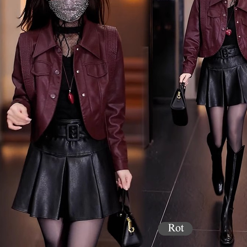 🎀🎗️Moderne Kurze Jacke ~ Zeitlich begrenzter Rabatt von 54 %🎁✨Klassischer Umlegekragen & Hochwertiges PU Material