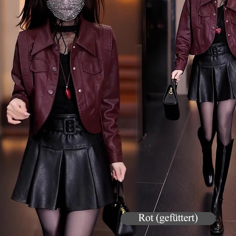 🎀🎗️Moderne Kurze Jacke ~ Zeitlich begrenzter Rabatt von 54 %🎁✨Klassischer Umlegekragen & Hochwertiges PU Material