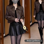 🎀🎗️Moderne Kurze Jacke ~ Zeitlich begrenzter Rabatt von 54 %🎁✨Klassischer Umlegekragen & Hochwertiges PU Material