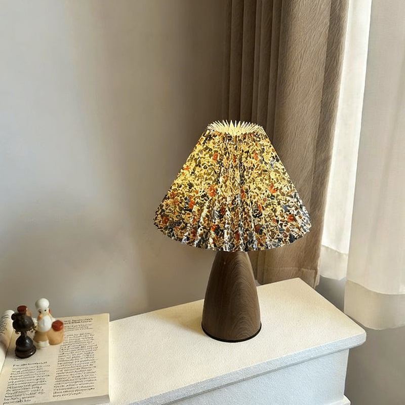 🌟✨Das neueste Must-Have für Ihr Zuhause im Jahr 2026 🏠🏠Plissierte konische Tischlampe mit Holzfuß