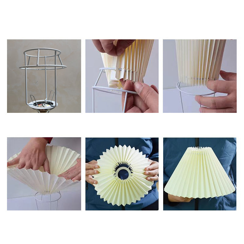 🌟✨Das neueste Must-Have für Ihr Zuhause im Jahr 2026 🏠🏠Plissierte konische Tischlampe mit Holzfuß