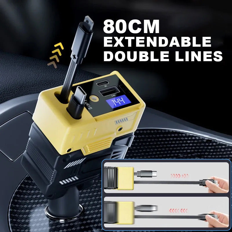 ⚡ ✨ Auto-Ladegerät mit Sternenhimmel-Projektion – 4-Port Schnellladung &amp; Romantischer Sterneneffekt für Ihr Fahrzeug! ✨