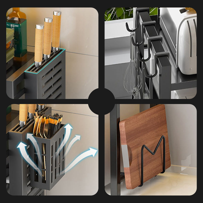 🔧✨ Verstellbares Küchenregal mit Haken & erweiterbarem Design ✨🗃️ – Hohe Tragkraft, platzsparend und sicher für Deine Küche!