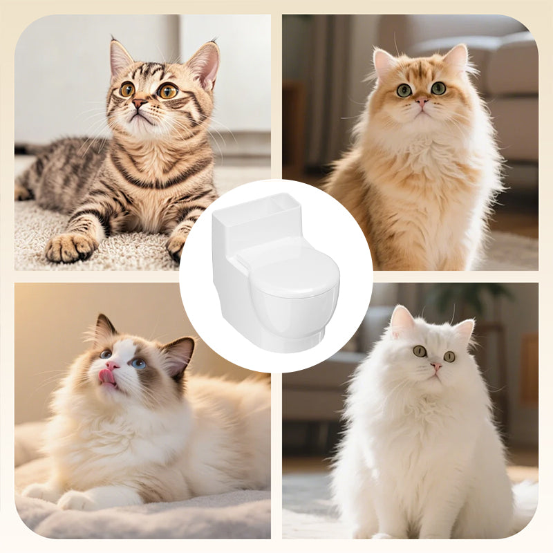 🚽😺 Katzen-Napf Toilette Design: Hygienisch & Platzsparend mit Edelstahlschüssel & Staubschutz - Wandmontage ohne Bohren, praktischer Stauraum für Zubehör!