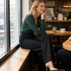 🌟✨ Glitzernde Hose mit hohem Bund – Gerades Bein für perfekte Passform & nachhaltigen Stil! 💫👖 Alltagseleganz mit bewusstem Design.