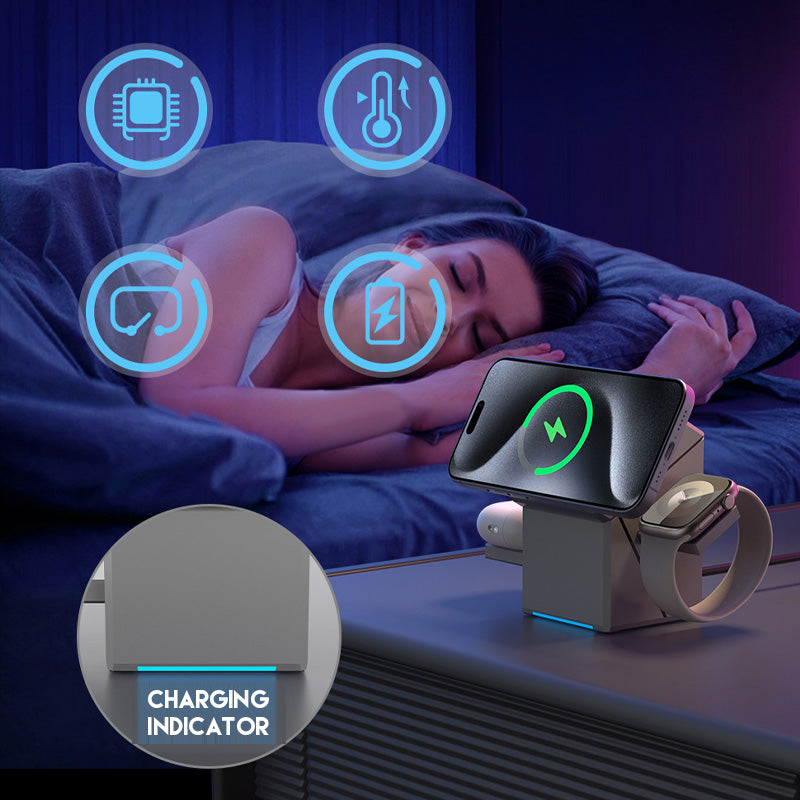 ⚡🔋 3-in-1 Magnetische Ladestation – Schnellladung kabellos & faltbar für Reise & Büro ⚡✨ Praktisch, langlebig, nachhaltig – Alles lädt, nichts verheddert! 📱🎒