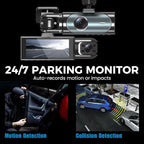 🚗💡 3-Kanal-Fahrkamera: Kabellose 1080P HD mit Infrarot-Nachtsicht & 24h Parküberwachung – Volle Kontrolle, Tag und Nacht! 📹🛡️