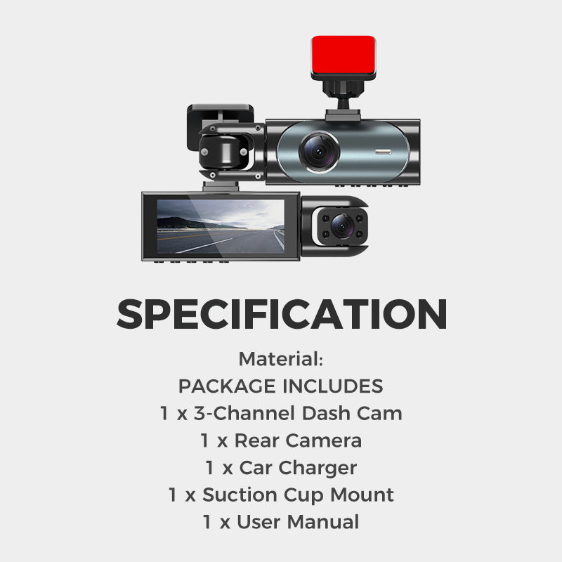🚗💡 3-Kanal-Fahrkamera: Kabellose 1080P HD mit Infrarot-Nachtsicht & 24h Parküberwachung – Volle Kontrolle, Tag und Nacht! 📹🛡️