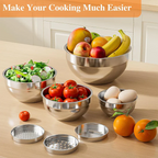 🔪🥣 Edelstahl-Schüsseln Set 6-teilig + 3 Raspelaufsätze 🧀🥕 50% Rabatt Spezialangebot – Vielseitige Küchenhelfer zum Zerkleinern, Mixen & Aufbewahren – Platzsparend & langlebig für den täglichen Gebrauch