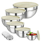 🔪🥣 Edelstahl-Schüsseln Set 6-teilig + 3 Raspelaufsätze 🧀🥕 50% Rabatt Spezialangebot – Vielseitige Küchenhelfer zum Zerkleinern, Mixen & Aufbewahren – Platzsparend & langlebig für den täglichen Gebrauch