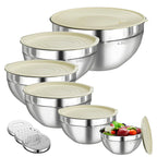 🔪🥣 Edelstahl-Schüsseln Set 6-teilig + 3 Raspelaufsätze 🧀🥕 50% Rabatt Spezialangebot – Vielseitige Küchenhelfer zum Zerkleinern, Mixen & Aufbewahren – Platzsparend & langlebig für den täglichen Gebrauch