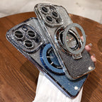 ✨🌟 Magnetisches Etui mit Glitzer-Strass – Unsichtbare Ständer, stylisch & praktisch 💎📱 Perfekt für sichere Aufbewahrung und eleganten Halt! ✨