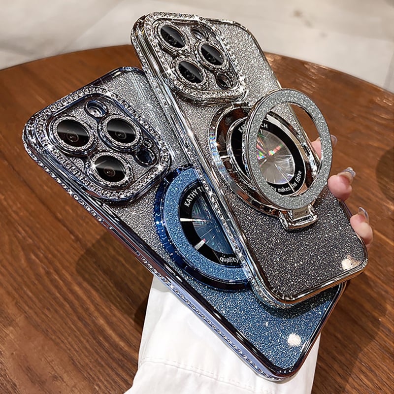 ✨🌟 Magnetisches Etui mit Glitzer-Strass – Unsichtbare Ständer, stylisch & praktisch 💎📱 Perfekt für sichere Aufbewahrung und eleganten Halt! ✨