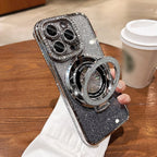 ✨🌟 Magnetisches Etui mit Glitzer-Strass – Unsichtbare Ständer, stylisch & praktisch 💎📱 Perfekt für sichere Aufbewahrung und eleganten Halt! ✨