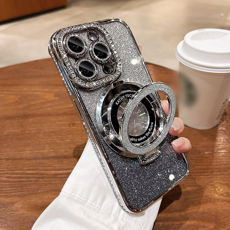 ✨🌟 Magnetisches Etui mit Glitzer-Strass – Unsichtbare Ständer, stylisch & praktisch 💎📱 Perfekt für sichere Aufbewahrung und eleganten Halt! ✨