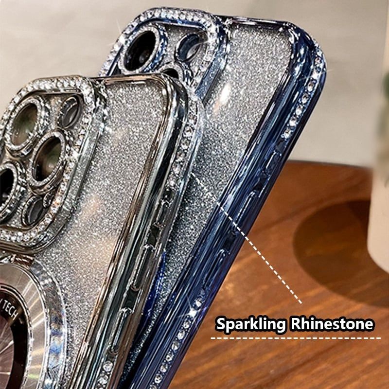 ✨🌟 Magnetisches Etui mit Glitzer-Strass – Unsichtbare Ständer, stylisch & praktisch 💎📱 Perfekt für sichere Aufbewahrung und eleganten Halt! ✨