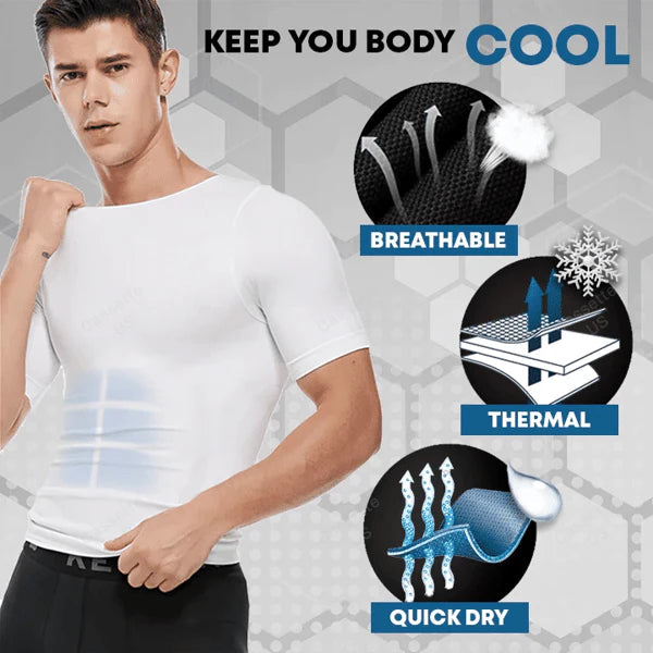🧊❄️ Shaper Cooling T-Shirt für Herren – Ideal für Sport & heiße Tage 🥵💧 Atmungsaktives Kompressionsshirt mit formender Wirkung. Optimal für Training, Büro & Freizeit.