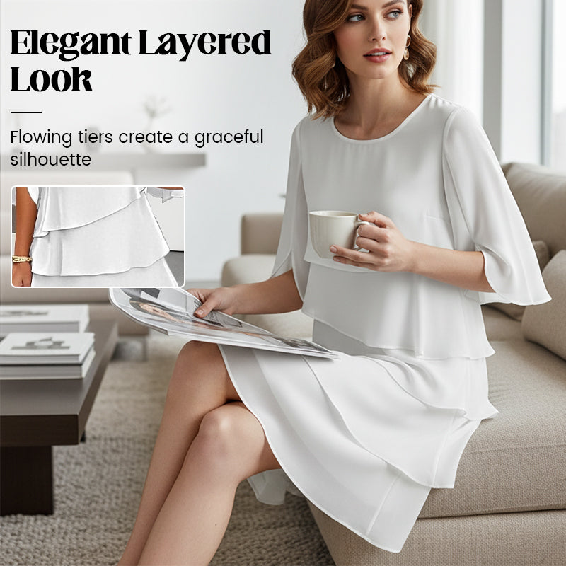 💎💎 60% RABATT! Mehrlagiges Rüschenkleid: knitterarm & vielseitig – vom Büro bis zur Party 👗✨