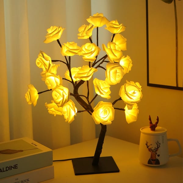 ✨🌹 Rosenblüten-Design-Baum-Nachtlicht, USB-betriebenes Tischlicht, Zimmerbeleuchtung für Schlafzimmer, Weihnachtsdekorationslicht für Schlafzimmer, Valentinstagsgeschenk💖🎁