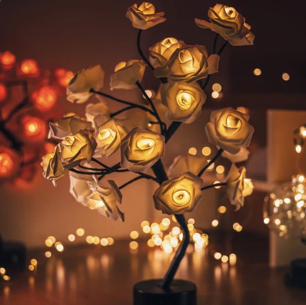 ✨🌹 Rosenblüten-Design-Baum-Nachtlicht, USB-betriebenes Tischlicht, Zimmerbeleuchtung für Schlafzimmer, Weihnachtsdekorationslicht für Schlafzimmer, Valentinstagsgeschenk💖🎁