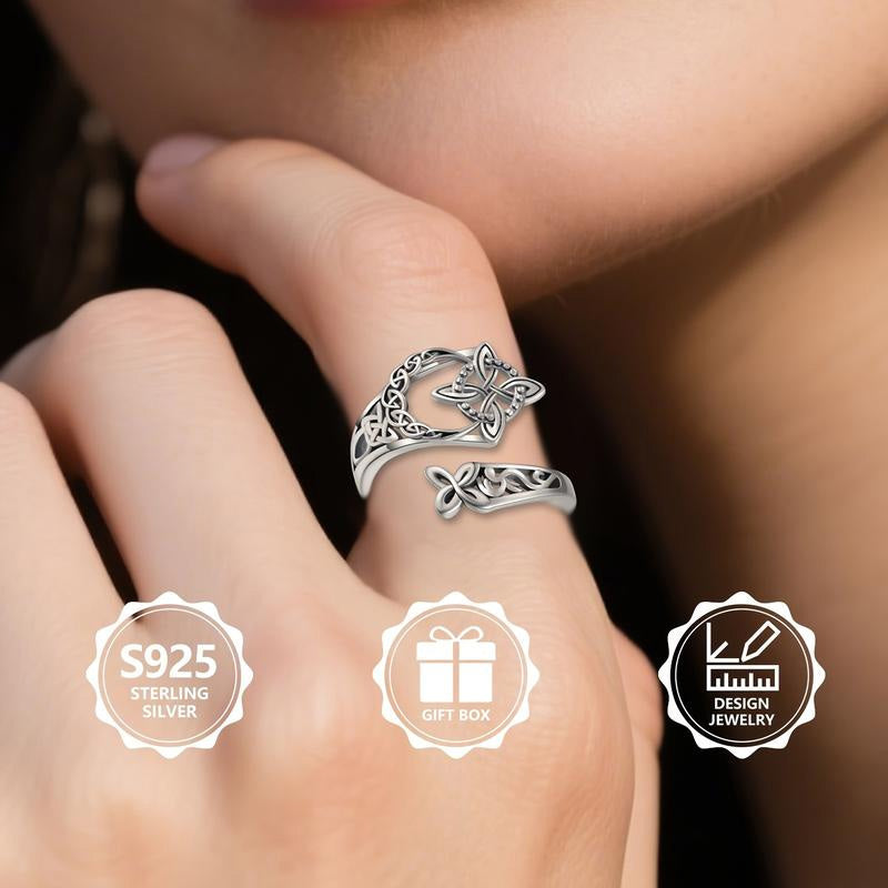 💝✨ S925 Sterling Silver Echter Keltischer Knoten Ring – Verstellbar & zeitlos ♾️💎 für besondere Alltagsmomente.