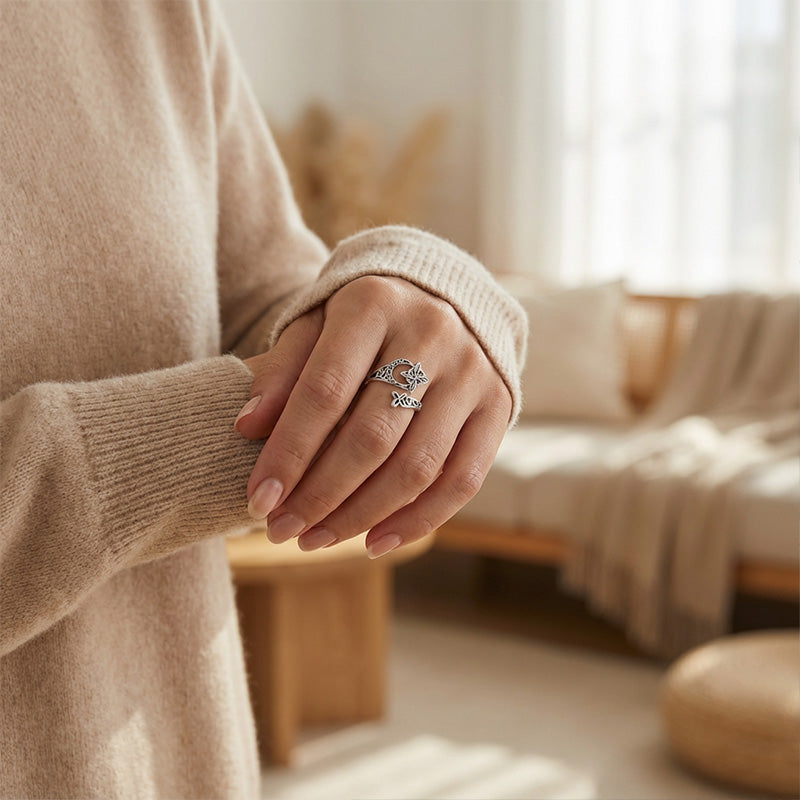 💝✨ S925 Sterling Silver Echter Keltischer Knoten Ring – Verstellbar & zeitlos ♾️💎 für besondere Alltagsmomente.