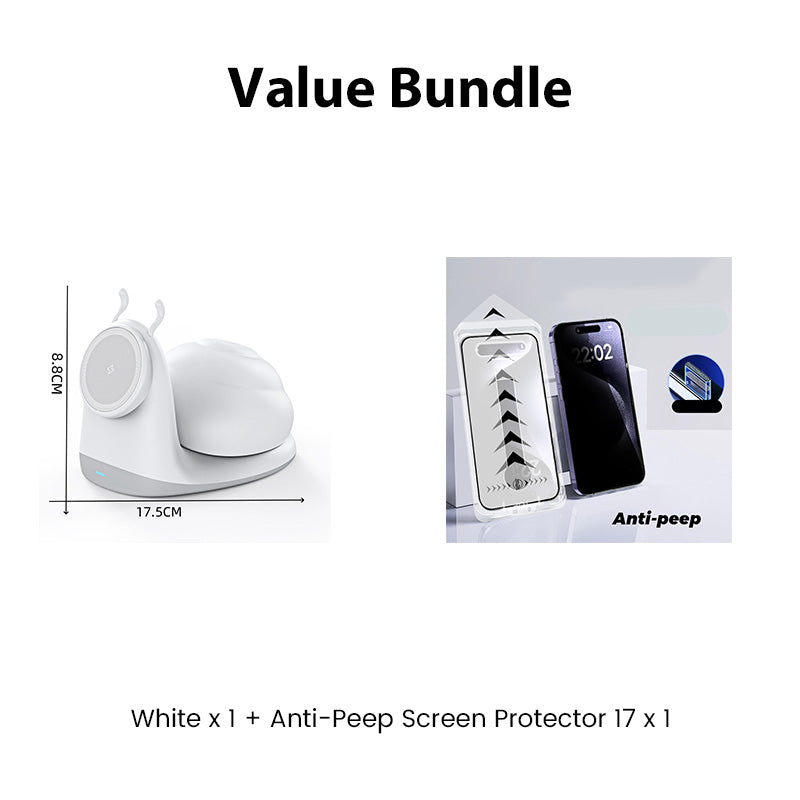 🐌💡 15W Magnetische Schnecken-Ladestation mit Nachtlicht – Schnellladen & Gemütliches Licht für Deine Nacht 🌙🔋 Intelligentes kabelloses Laden, stilvoll & praktisch im Schlafzimmer.