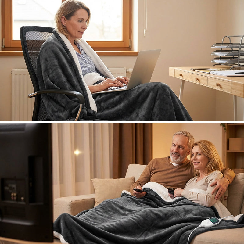 🔥⚡ Multifunktionale Heizdecke: 6 Hitzestufen & Timer ❄️💧 Ultraweicher Plüsch, sekundenschnelle Erwärmung. Überhitzungsschutz & maschinenwaschbar für sichere, gemütliche Wärme.