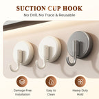 🔩🧲【Suction Cup Hooks】——Leicht ablösbar & mehrfach verwendbar Keine Bohrlöcher, kein Kleber, hält bombenfest auf glatten Flächen! ✨ Perfekt für Bad, Küche & Balkon. Nachhaltig & spurenfrei. ✨