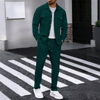 🔥🧥Waffel-Strick-Set für Herren: Button-Down-Jacke & Hose im look – atmungsaktiv & bequem für jeden Tag ✔️ Jetzt 50% Rabatt sichern!🎁👖