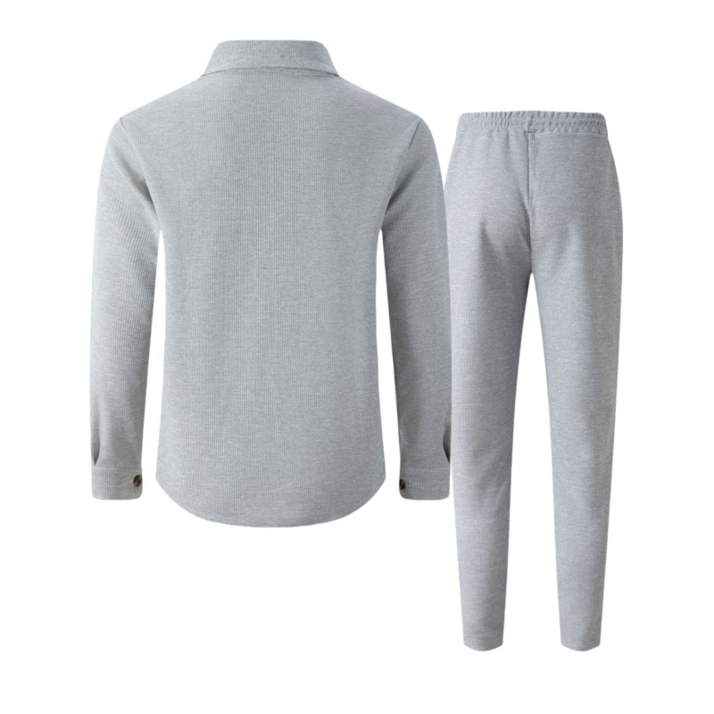 🔥🧥Waffel-Strick-Set für Herren: Button-Down-Jacke & Hose im look – atmungsaktiv & bequem für jeden Tag ✔️ Jetzt 50% Rabatt sichern!🎁👖