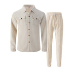 🔥🧥Waffel-Strick-Set für Herren: Button-Down-Jacke & Hose im look – atmungsaktiv & bequem für jeden Tag ✔️ Jetzt 50% Rabatt sichern!🎁👖