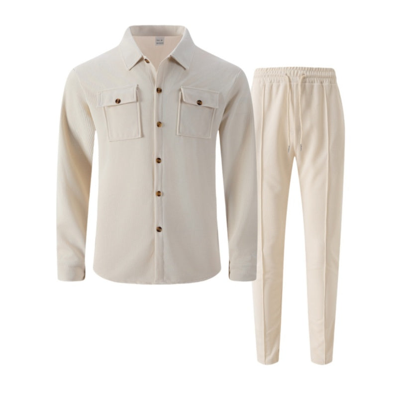 🔥🧥Waffel-Strick-Set für Herren: Button-Down-Jacke & Hose im look – atmungsaktiv & bequem für jeden Tag ✔️ Jetzt 50% Rabatt sichern!🎁👖