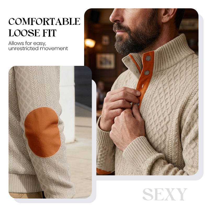 🧥✨ Perfekter Komfort-Pullover für Herren: Robust mit stylischen Ellbogenpatches, nachhaltige Wolle für jeden Tag. ❄️👌 Extralang & kuschelig – dein Alltagsheld! 🔥
