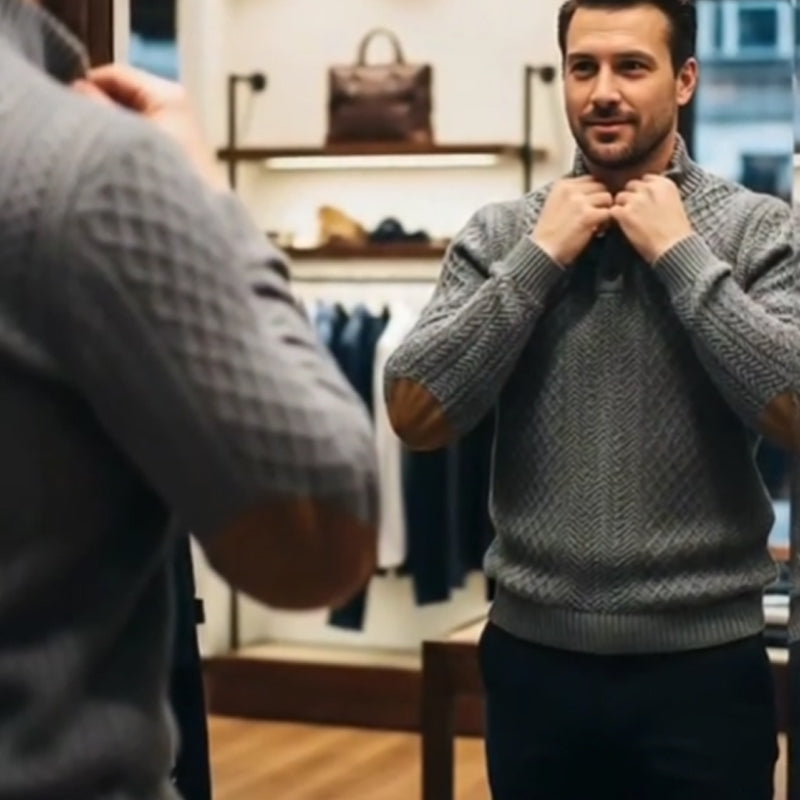 🧥✨ Perfekter Komfort-Pullover für Herren: Robust mit stylischen Ellbogenpatches, nachhaltige Wolle für jeden Tag. ❄️👌 Extralang & kuschelig – dein Alltagsheld! 🔥