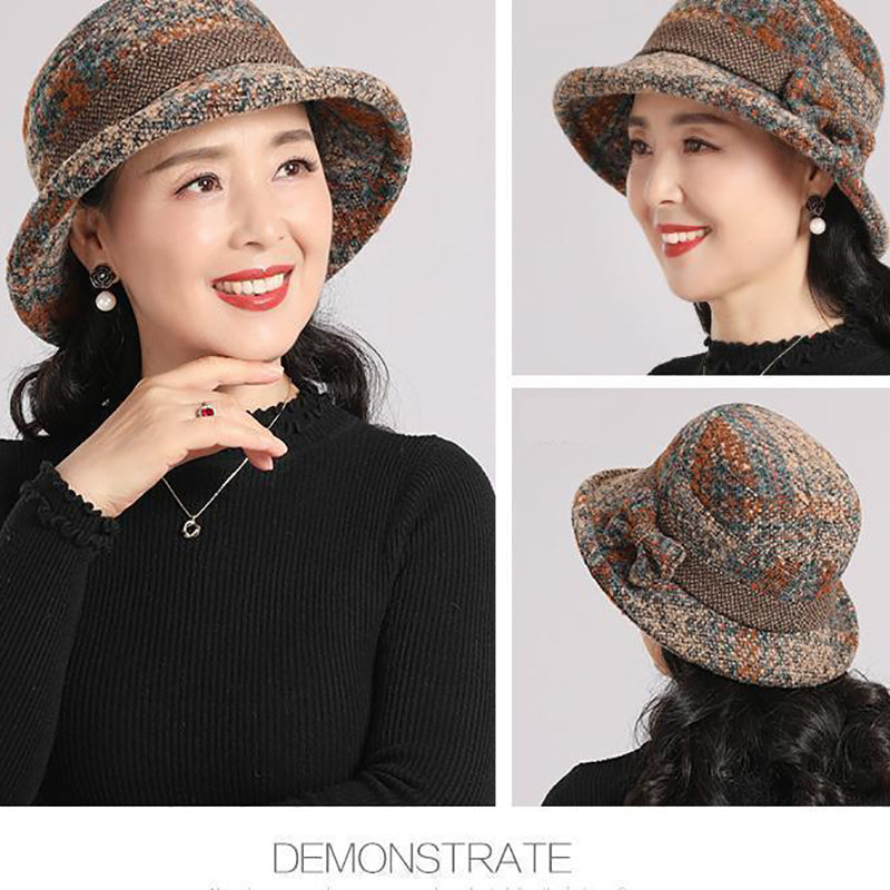 👒🔥 Damen Vintage Cloche-Hut aus weichem Wollimitat – Klassisches Karomuster, zeitlos elegant & nachhaltig produziert 🍂💚 Perfekt für kalte Tage und stilvolle Stadtspaziergänge.