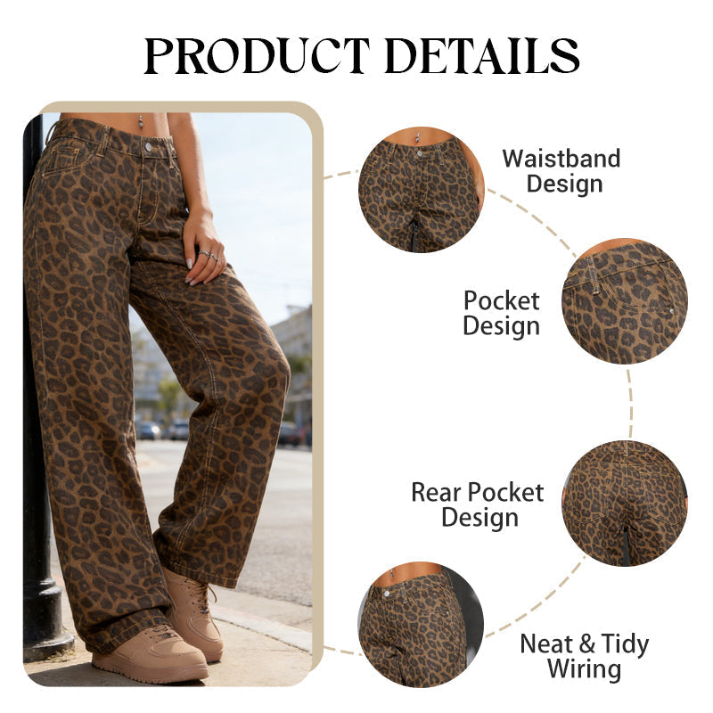 🐆👖 Leopardenmuster High-Waist Jeans | Weite Bootcut-Beine für ultimativen Komfort & Stil ♥️✨ Nachhaltige Denim-Qualität – perfekt für trendbewusste Looks im Alltag!