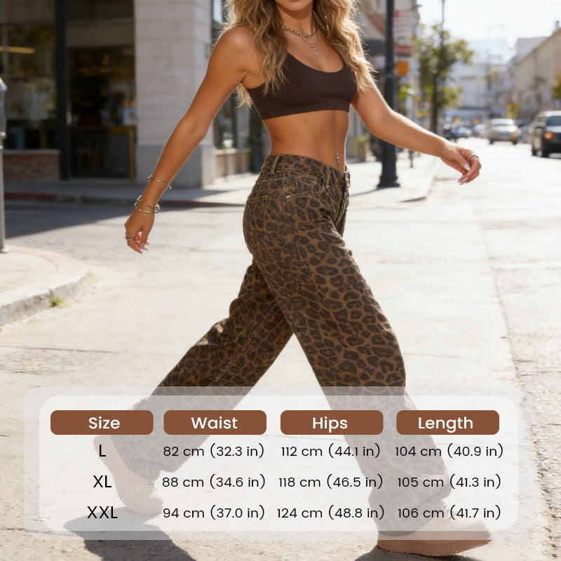 🐆👖 Leopardenmuster High-Waist Jeans | Weite Bootcut-Beine für ultimativen Komfort & Stil ♥️✨ Nachhaltige Denim-Qualität – perfekt für trendbewusste Looks im Alltag!