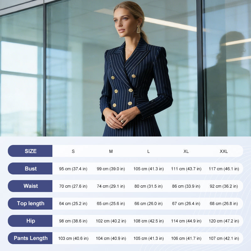 👩‍💼 Damen-Doppelreihiges Pinstripe-Sakko – Taillierte Passform, Elegantes Business-Outfit & Premium-Stoff für Vertrauen ✨