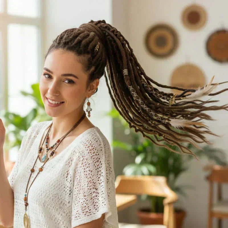💁🏽‍♀️✨ Deep Nu Locs Crochet Hair - geflochtene Zöpfe mit lockeren Wellen 🌊💯 Perfekt für einen schnellen Pferdeschwanz-Stil, langlebig & vielseitig