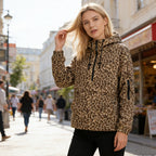 🦁🧥 Leopardenprint Kapuzenpullover: Weiches Öko-Fleece mit XXL-Kängurutasche für Handwärmer 🍂🔥  ideal für gemütliche Herbstspaziergänge & kühle Tage