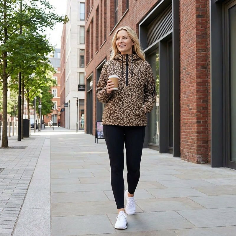 🦁🧥 Leopardenprint Kapuzenpullover: Weiches Öko-Fleece mit XXL-Kängurutasche für Handwärmer 🍂🔥  ideal für gemütliche Herbstspaziergänge & kühle Tage
