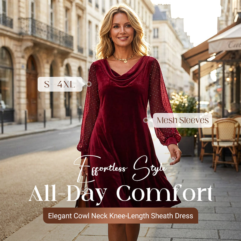 👗✨ Knielange Sheath-Kleider mit Cowl-Ausschnitt – Elegante Passform & vielseitig tragbare Timeless-Designs ✨👚 Hochwertige Qualität, nachhaltige Materialien. Perfekt für Büro, Abend oder besondere Anlässe.