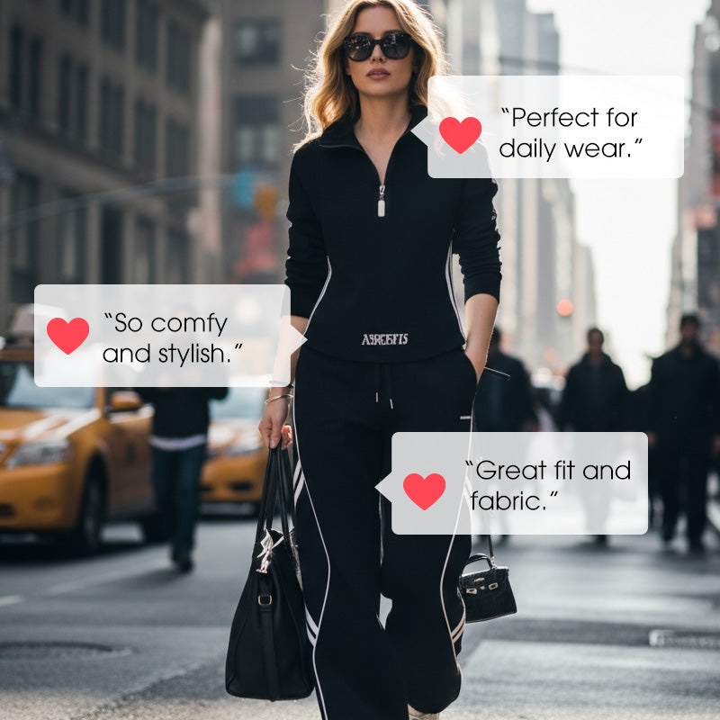 🏃‍♀️‍➡️💨 Sportlicher Damen-Trainingsanzug mit halbem Reißverschluss ✨🔥 Perfekt für Fitness & Alltag: Weiches Material, figurbetont & atmungsaktiv. Jetzt im Set mit 50% Rabatt sichern!