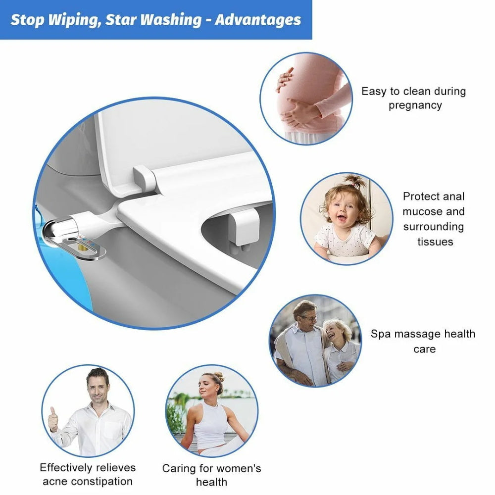 🚽💧 Nichtelektrischer Bidet-Aufsatz mit Doppeldüse 💦✨ – Hygienische Selbstreinigung & einfache Montage. Für mehr Frische und Sauberkeit im Alltag. Optimale Toiletten-Hygiene ohne Strom.