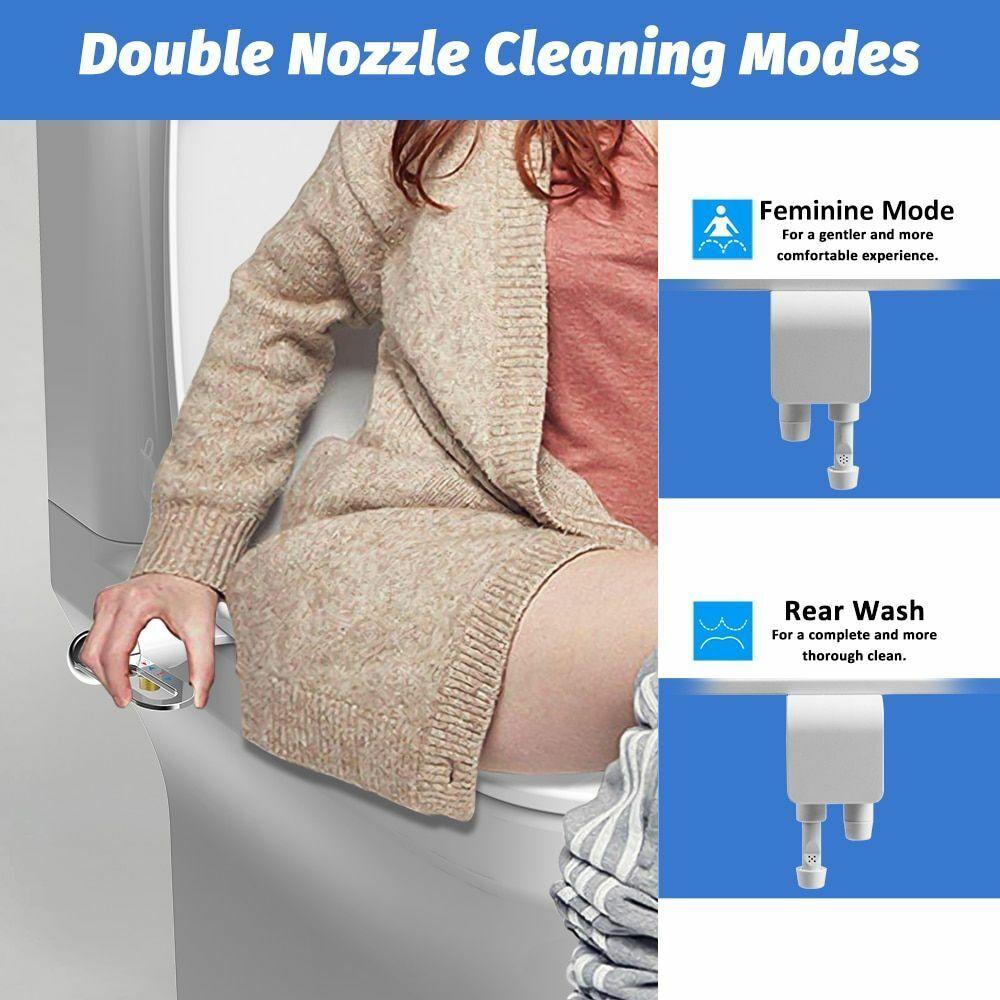 🚽💧 Nichtelektrischer Bidet-Aufsatz mit Doppeldüse 💦✨ – Hygienische Selbstreinigung & einfache Montage. Für mehr Frische und Sauberkeit im Alltag. Optimale Toiletten-Hygiene ohne Strom.