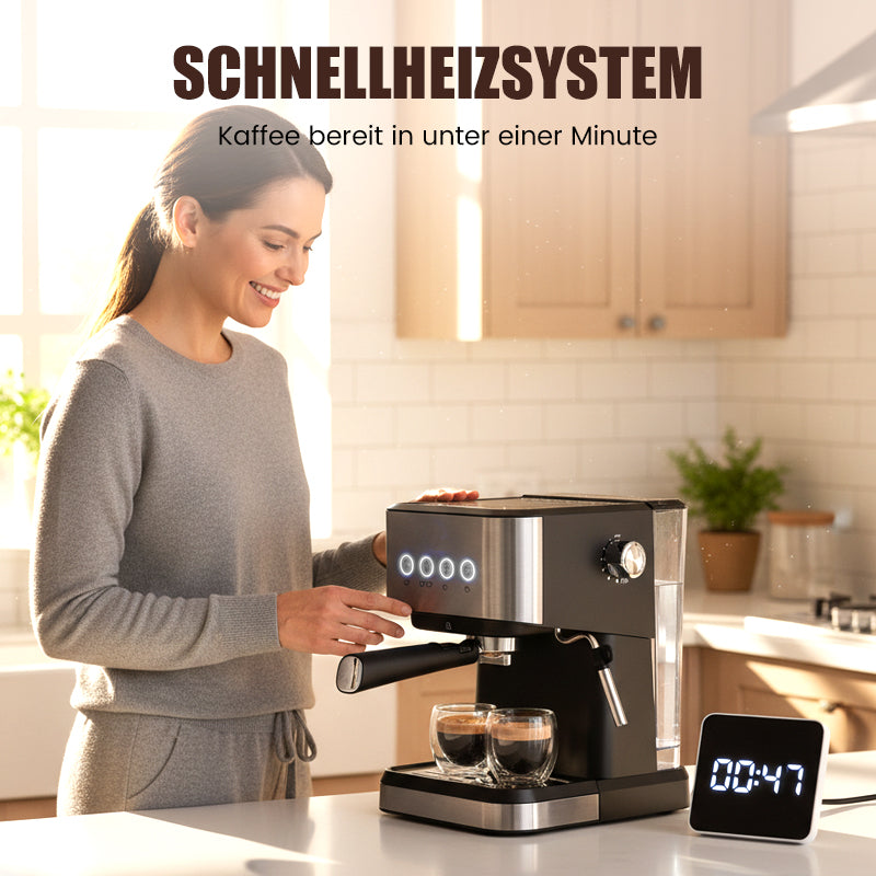 ✨🔥 Espressomaschine für Zuhause mit Dampfdüse – perfekter Milchschaum für Latte & Cappuccino ☕💧 Kompakte Siebträger-Maschine mit schneller Brühgruppe und einfacher Reinigung für echten Kaffeegenuss.