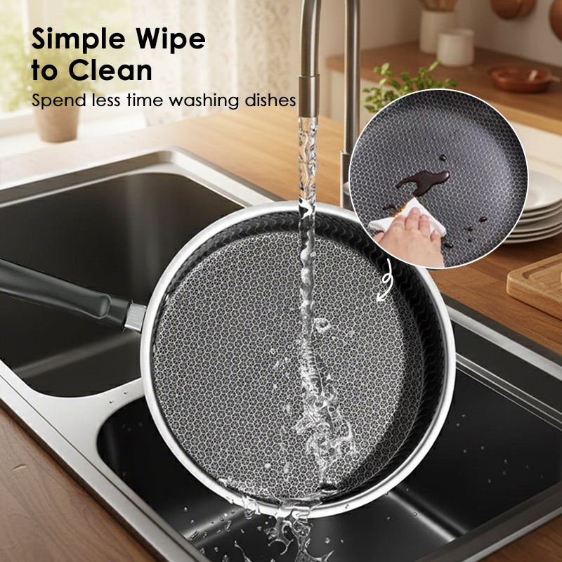 🍯🔥 Waben-Antihaft-Pfanne aus Edelstahl: 40% Rabatt!⚡⚡ Perfekt für fettarmes und gesundes Braten.