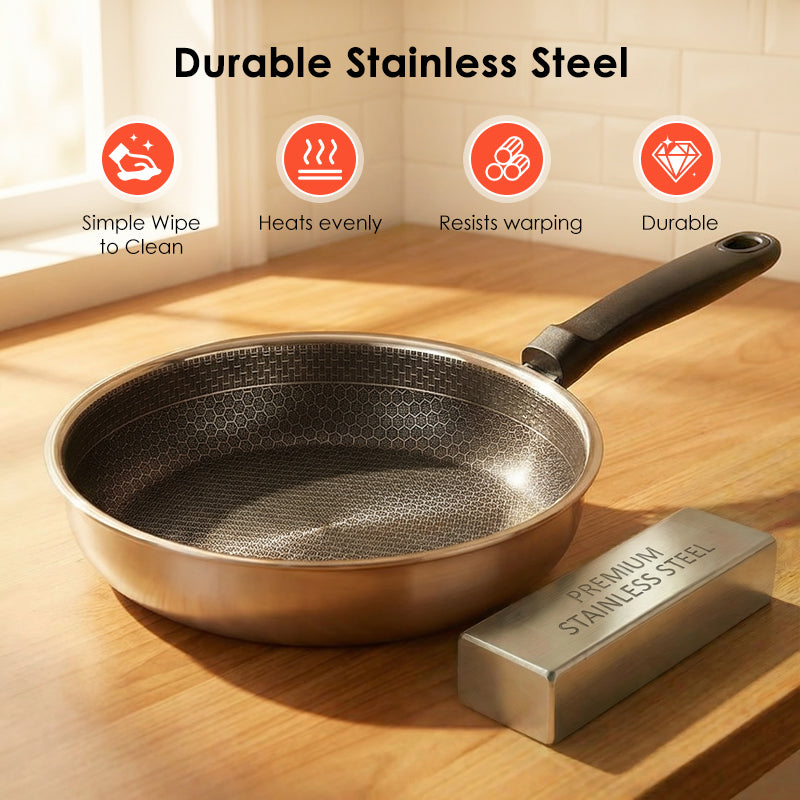 🍯🔥 Waben-Antihaft-Pfanne aus Edelstahl: 40% Rabatt!⚡⚡ Perfekt für fettarmes und gesundes Braten.